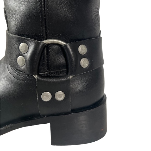 Frye Vintage Y2K Black Leather Square Toe Harness Boots Size 6.5 - Picture 7 of 13